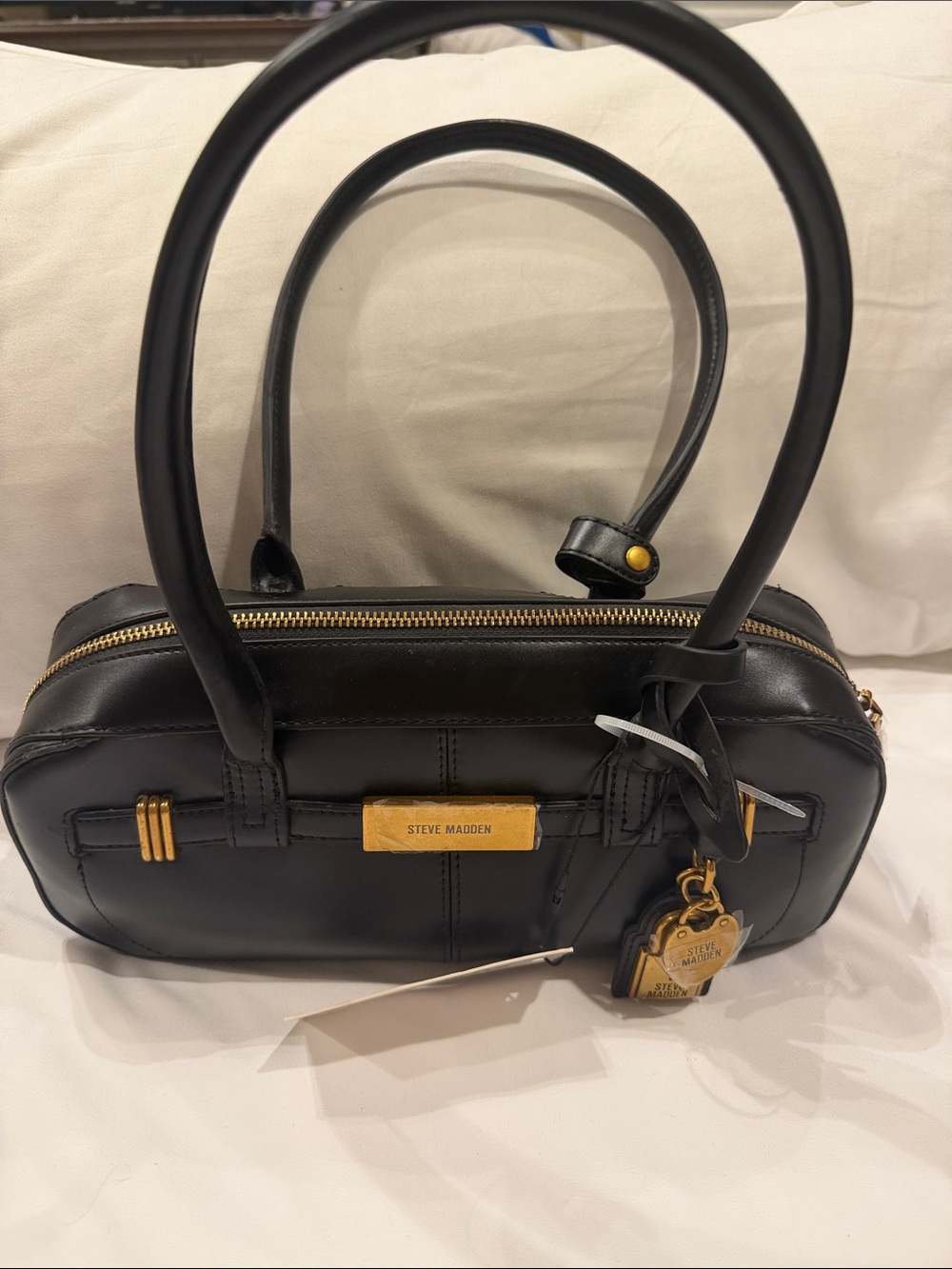 Steve Madden BTHORNE Black East West Shoulder Bag Gold Hardware NWT